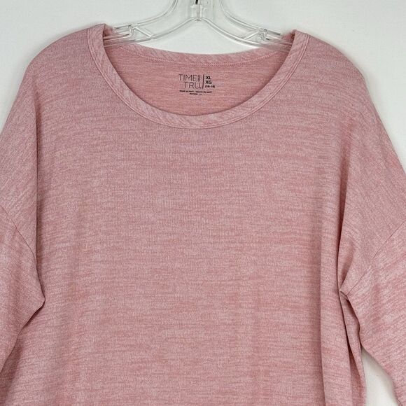 Time & Tru Top Womens Size XL Pink Knit Round Neck Round Hem Long Sleeve - Picture 4 of 16